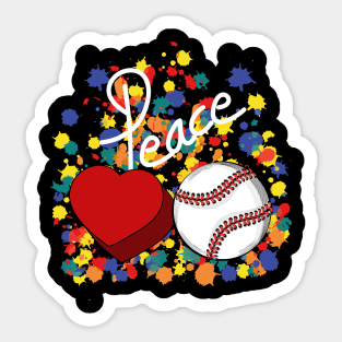 Peace Love Baseball Sticker